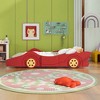Race Car-Shaped Platform Bed with Wheels, Wooden Floor Bed for Kids Boys Girls Teens - 2 of 4
