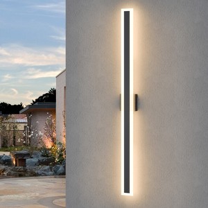 LamQee Black Long Outdoor Wall Lights Modern Exterior Lighting Fixtures LED Linear Outdoor Wall Sconces Lighting - 1 of 4