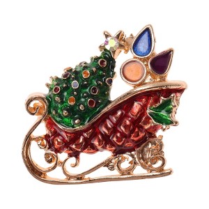 Unique Bargains Christmas Brooches QT63 Alloy Dripping Wax Red  Green Gold Tone 1.57"x1.38" 1 Pc - 1 of 4