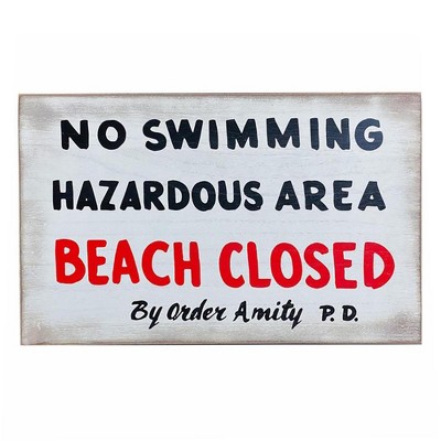 Trick Or Treat Studios JAWS No Swimming Replica Wood Sign