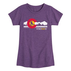 Girls' - Instant Message - Colorado Flag Snowboarder Fitted Short Sleeve Graphic T-Shirt - 1 of 4