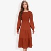 Anna-Kaci Women's Long Sleeve Smocked Maxi Dress with Tiered Skirt and Elegant Crew Neck Design for Stylish Casual Wear - 4 of 4