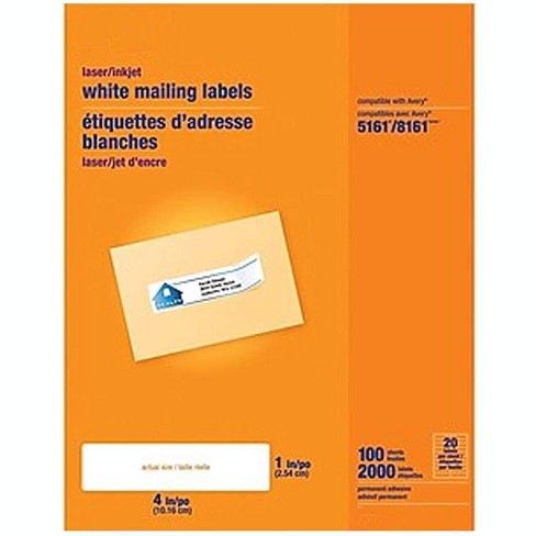 Myofficeinnovations Laser/inkjet Address Labels 1" X 4" White 20  Labels/sheet 479879 : Target
