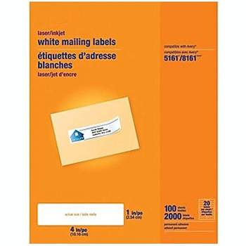 MyOfficeInnovations Laser/Inkjet Address Labels 1" x 4" White 20 Labels/Sheet 479879