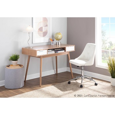 LumiSource Tray Nesting Ottoman Set in Grey and Natural Wood