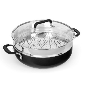 Granitestone 3 Piece Nonstick 5.5 Qt Everyday Pan with Lid and Steamer Insert – Speckled Multipurpose Cookware Set - 1 of 4