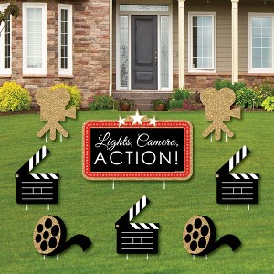 Big Dot of Happiness Red Carpet - Yard Sign and Outdoor Lawn Decorations - Movie Night Party Yard Signs - Set of 8 - 1 of 4