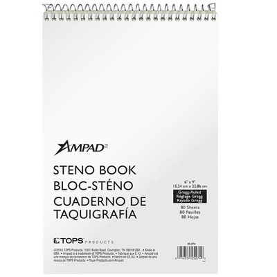 Ampad Steno Pad 6" x 9" Gregg Ruled White 532853