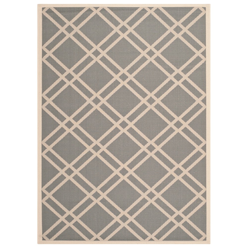 5'3inX7'7in Rectangle Lourdes Patio Rug Anthracite/Beige - Safavieh