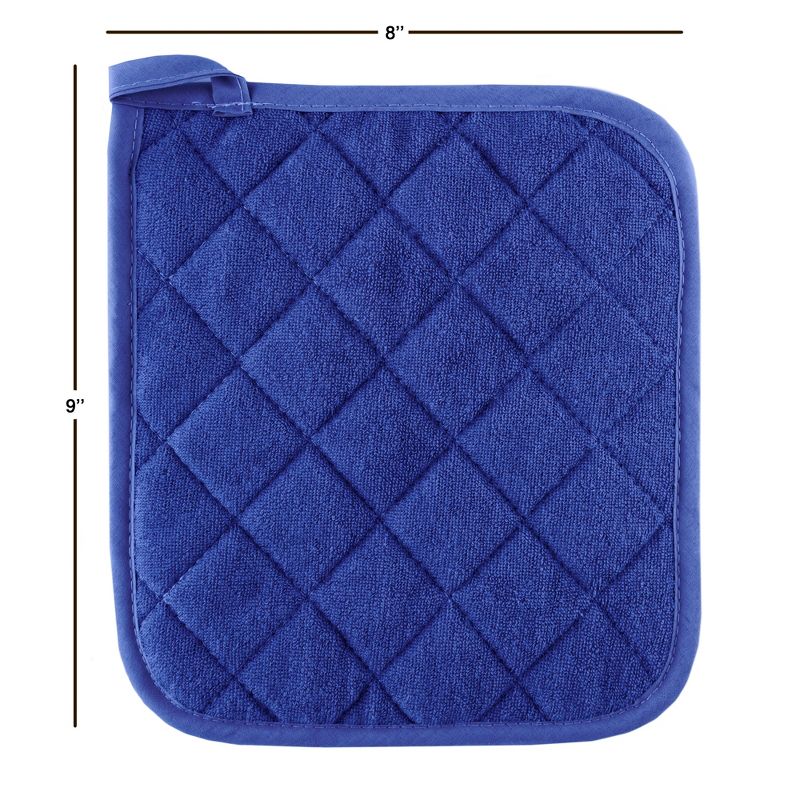 Pot Holder Set, 2 Piece Oversized Heat Resistant Quilted Cotton Pot Holders By Hastings Home (Blue), 4 of 7
