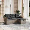 vidaXL Patio Sofa Set with Cushions Outdoor Furniture 4 Piece Poly Rattan - Gray without storage - 2 of 4