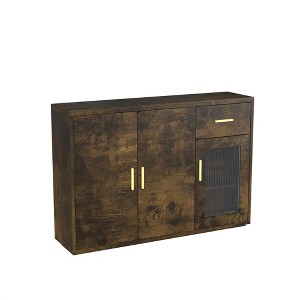 Sideboard Buffet Cabinet With Doors, Built In Shelves Storage Drawer Cupboard Console Table, Accent Coffee Bar Cabinet For Dining Room - 1 of 4