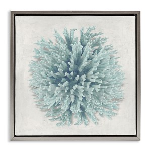 Stupell Industries Coral Ball Blue Sea Beach Floating Frame Canvas Art, Gray, 18" x 18" - 1 of 4