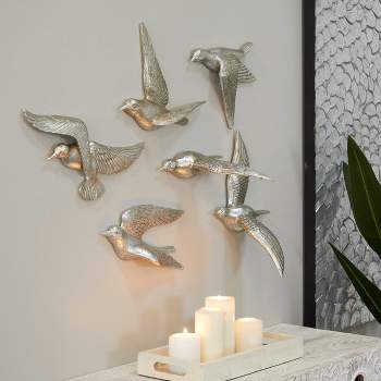 May Metallic Of Decor - 3d Bird 3 Silver Wall Olivia Set & Resin Sculpted Target :