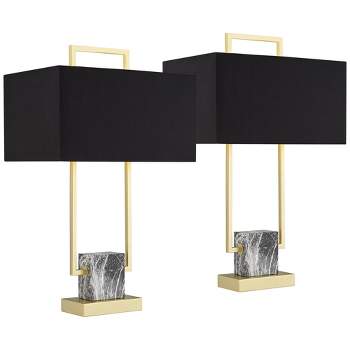 360 Lighting Carl 24 3/4" High Modern Table Lamps Set of 2 Gold Finish Metal Living Room Bedroom Bedside Nightstand House Kitchen Entryway Black Shade