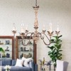 Bella Depot 6-Light Distressed Wood Mid-Century Chandelier For Kitchen Island Lighting French Country Style - 2 of 4