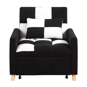 Dsvimoy Accent Chair Convertible Sleeper Chair with Adjustable Pillow for Living Room, Black and White, 46"*26.8"*12.5" - 1 of 4
