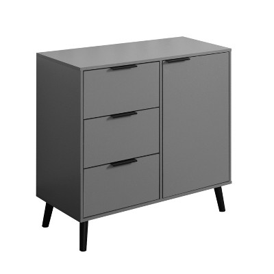 TIRAMISUBEST Storage Cabinet with 3 Drawers & Adjustable Shelf, Mid-Century Accent Cabinet for Living Room, Home Office