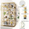Lirago Freestanding Bookcase - 9-Tier Open Shelf Etagere with Metal Frame & Woodgrain Shelves Gold & White - 4 of 4