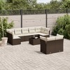 vidaXL 10 Piece Patio Sofa Set with Cushions Brown and Cream Poly Rattan - With Table - 2 of 4