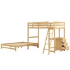 NicBex Twin over Full Size Bunk Bed with Desk Pinewood Frame Bed Frame with 3 Drawers, Guardrails and Slant Ladder, No Box Spring Required - 3 of 4