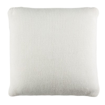 Beige and Gray Pom Pom Knit Square Pillow