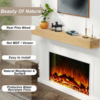 LOVMOR Fireplace Mantel,72" Floating Fireplace Shelves,Wall Mounted Shelving,Handcrafted Wood Brack, 72" x 8" x 6"-Aged Oak
