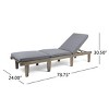1 Piece Acacia Wood Outdoor Patio Chaise Lounge,Fabric Upholstered Armless Lounge Chair With Wood Frame For Beach Poolside-Coolbibila - 4 of 4