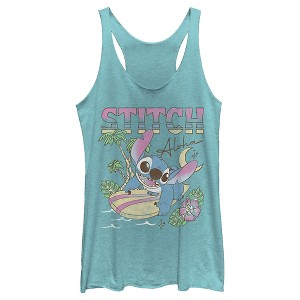 Women's Lilo & Stitch Surfing Stitch Racerback Tank Top - 1 of 4