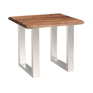 Brownstone 2.0 End Table Brown - Treasure Trove Accents: 28" Square Side Table, Stainless Steel Frame - 1 of 4