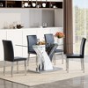 5-Piece Dining Set with Tempered Glass Table and 4 PU Armless Chairs - 3 of 4