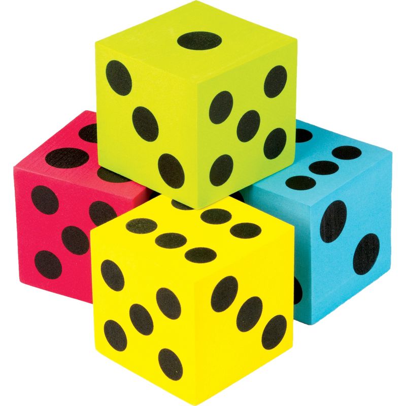 Teacher Created Resources® Foam Colorful Jumbo Dice, 2-1/2", Pack of 4, 1 of 3