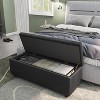43.5" Faux Leather Storage Ottoman Bench with Stitching and Safety Hinges for Bedroom & Entryway - 3 of 4
