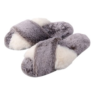 Roxoni Women's Cross Band Fur Slipper - 1 of 4