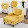 Upholstered Chaise Lounge Recliner Sleeper Sofa Bed Lazy Single Sofa Leisure Reading Couch with Side Pockets, Chenille - ModernLuxe - 3 of 4