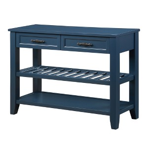 Dexmalle Mid Century Console Sofa Table with 2 Storage Drawers and 2 Tiers Shelves - 1 of 4