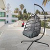 PAGED Indoor Outdoor Wicker Rattan Swing Chair with Pillow and C Type Bracket,Egg Chair for Patio,Porch,Garden,Black+Brown - 4 of 4