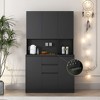 CENGHU Kitchen Pantry Cabinet with Charging Station,Freestanding Kitchen Hutch with Microwave Stand, for Kitchen,Living Room,Dinning Room - 2 of 4