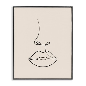 Stupell Industries Minimal Female Face Line Doodle Black Framed Giclee Art - 1 of 4