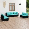 vidaXL Trendy 7-Piece Patio Lounge Set with Poly Rattan Weave, Black, Durable Powder-Coated Steel Frame, Modular Design, Ideal for Outdoor Use - 2 of 4