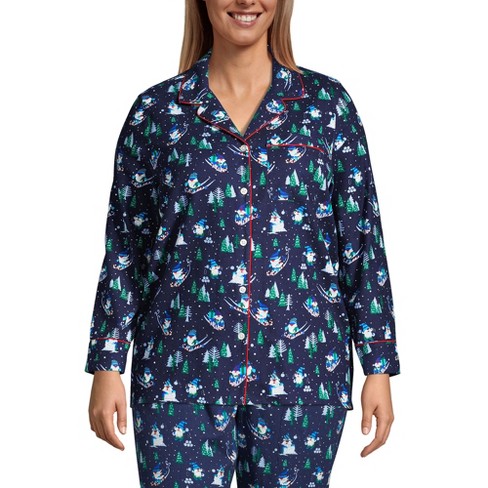 Lands' End Women's Print Flannel Pajama Pants - X Large - Deep Sea Navy  Holiday Pups