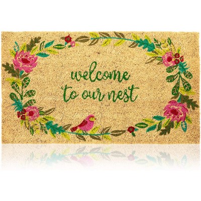 Natural Coir Doormat, Welcome to Our Nest Mat (30 x 17 In)