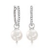 Ross-Simons 10mm Cultured Pearl and .40 ct. t.w. White Topaz Removable Hoop Drop Earrings in Sterling Silver - 3 of 4