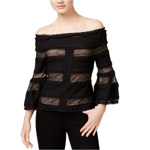 Rachel Roy Womens Ruffled Off the Shoulder Blouse, Black, X-Small - 1 of 1
