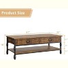 41" Coffee Table with 2 Storage Drawers, Rustic Coffee Tables w/Storage Shelf and Metal Legs,Wood Large Rectangular Coffee Table - 3 of 4