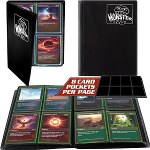 Monster 4 Pocket Trading Card Binder-Matte Black Album, Anti-Theft & Anti-Drop Protection w Side Loading Padded Pockets, Double Sided, Holds 160 Cards - 1 of 4