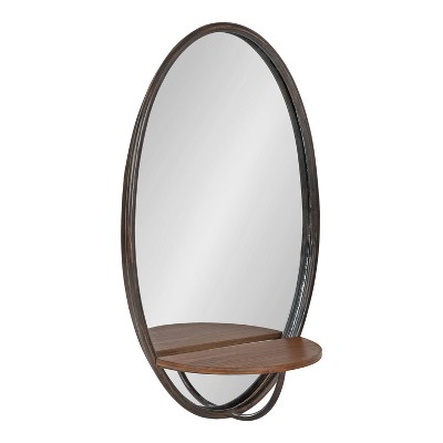 15" x 24" Gita Functional Wall Mirror Brown - Kate & Laurel All Things Decor