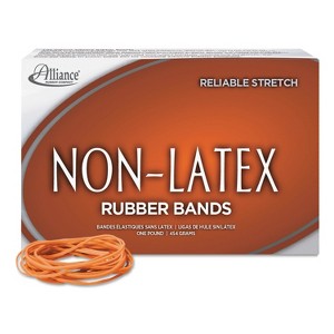 Alliance Non-Latex Rubber Bands Sz. 19 Orange 3-1/2 x 1/16 1750 Bands/1lb Box 37196 - 1 of 4