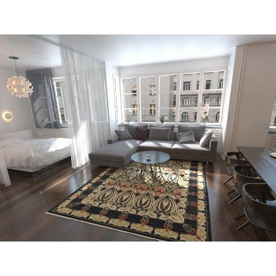Chelsea Black Rectangular Stain-Resistant Synthetic Area Rug