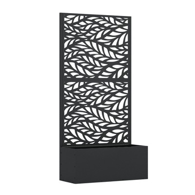 Lirago,Black Iron Planters with Hollow Pattern Screen-Functional Decorative Wall with Climbing Frame for Indoor/Outdoor